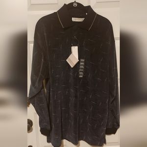 Imprints NWT Velour Pullover Long Sleeve Shirt Size M Navy